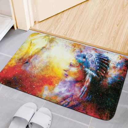 Galaxy Native Indian Woman Print Indoor Door Mat