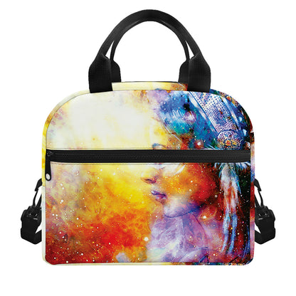 Galaxy Native Indian Woman Print Insulated Lunch Bag