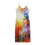 Galaxy Native Indian Woman Print Jersey Midi Cami Dress