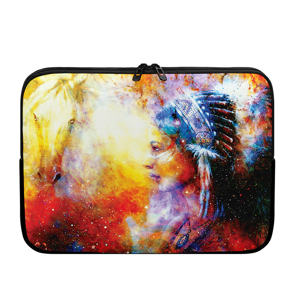 Galaxy Native Indian Woman Print Laptop Sleeve