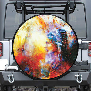 Galaxy Native Indian Woman Print Leather Spare Tire Cover