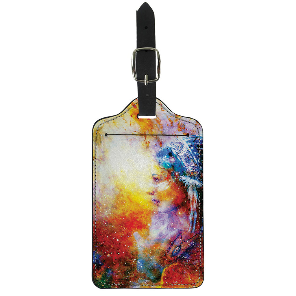 Galaxy Native Indian Woman Print Luggage Tag