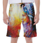 Galaxy Native Indian Woman Print Men's Beach Shorts