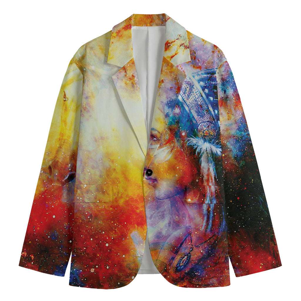 Galaxy Native Indian Woman Print Men's Blazer