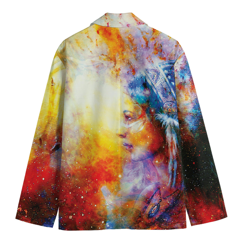 Galaxy Native Indian Woman Print Men's Blazer