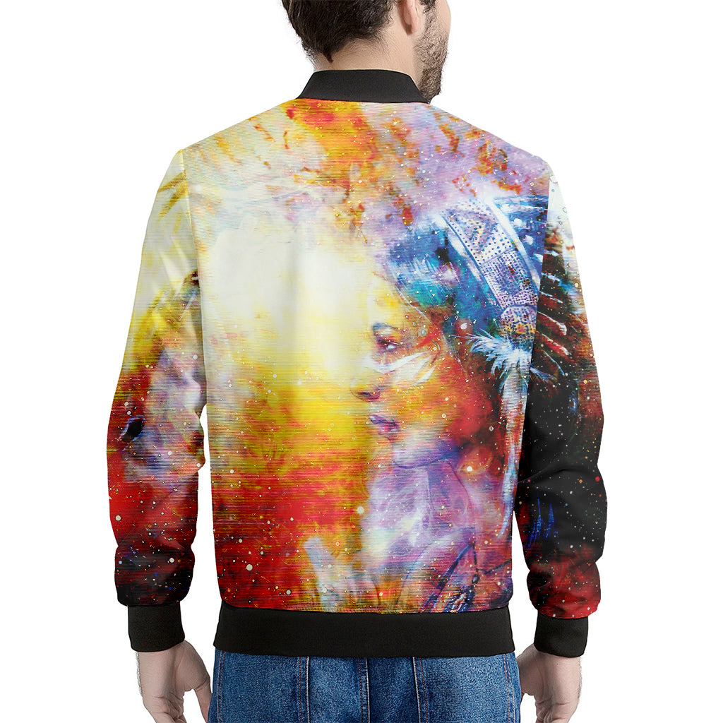 Galaxy Native Indian Woman Print Men's Bomber Jacket