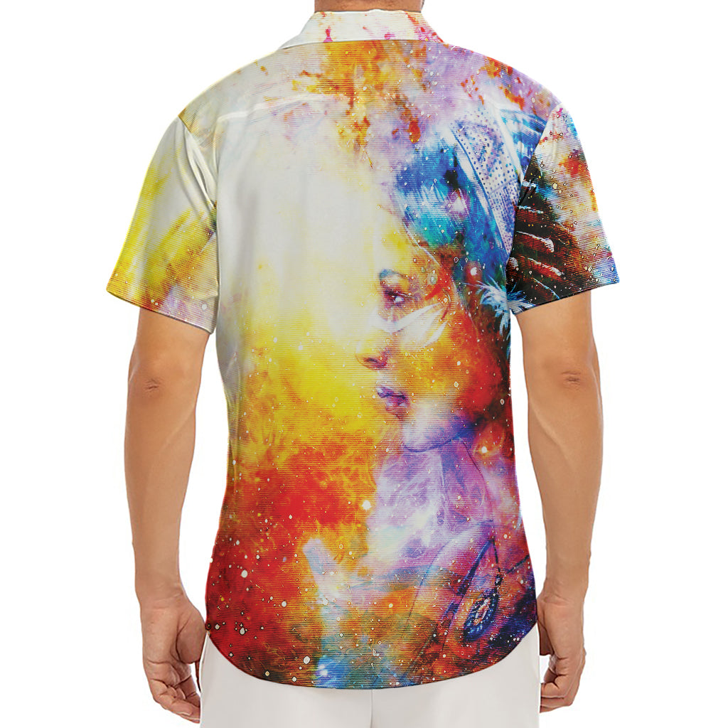 Galaxy Native Indian Woman Print Men's Deep V-Neck Shirt
