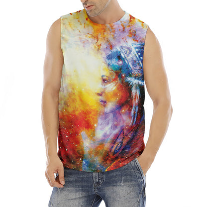 Galaxy Native Indian Woman Print Men's Fitness Tank Top