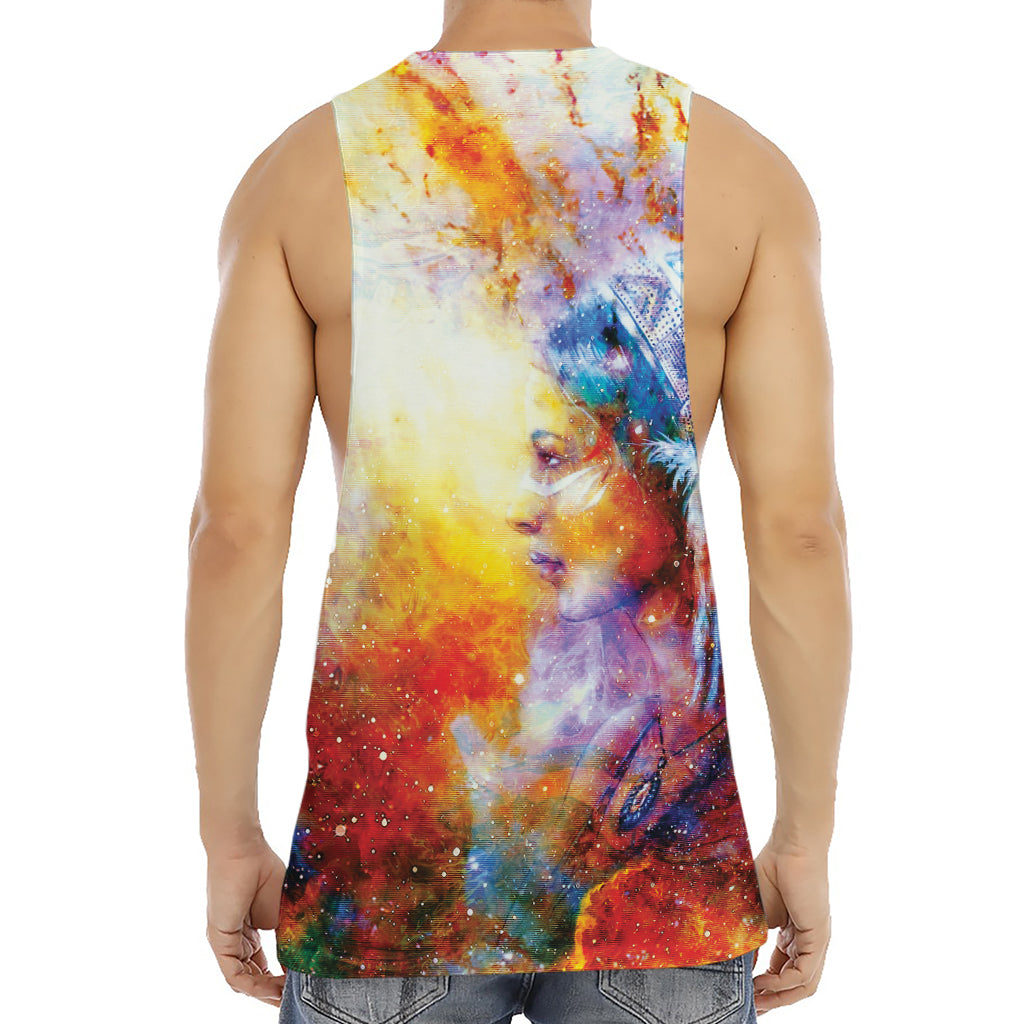 Galaxy Native Indian Woman Print Men's Muscle Tank Top
