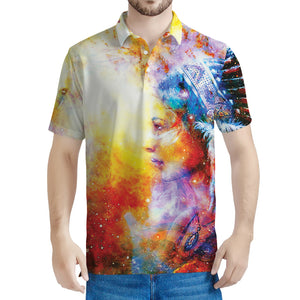 Galaxy Native Indian Woman Print Men's Polo Shirt