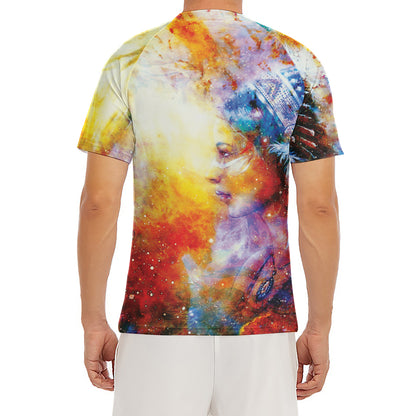 Galaxy Native Indian Woman Print Men's Short Sleeve Rash Guard