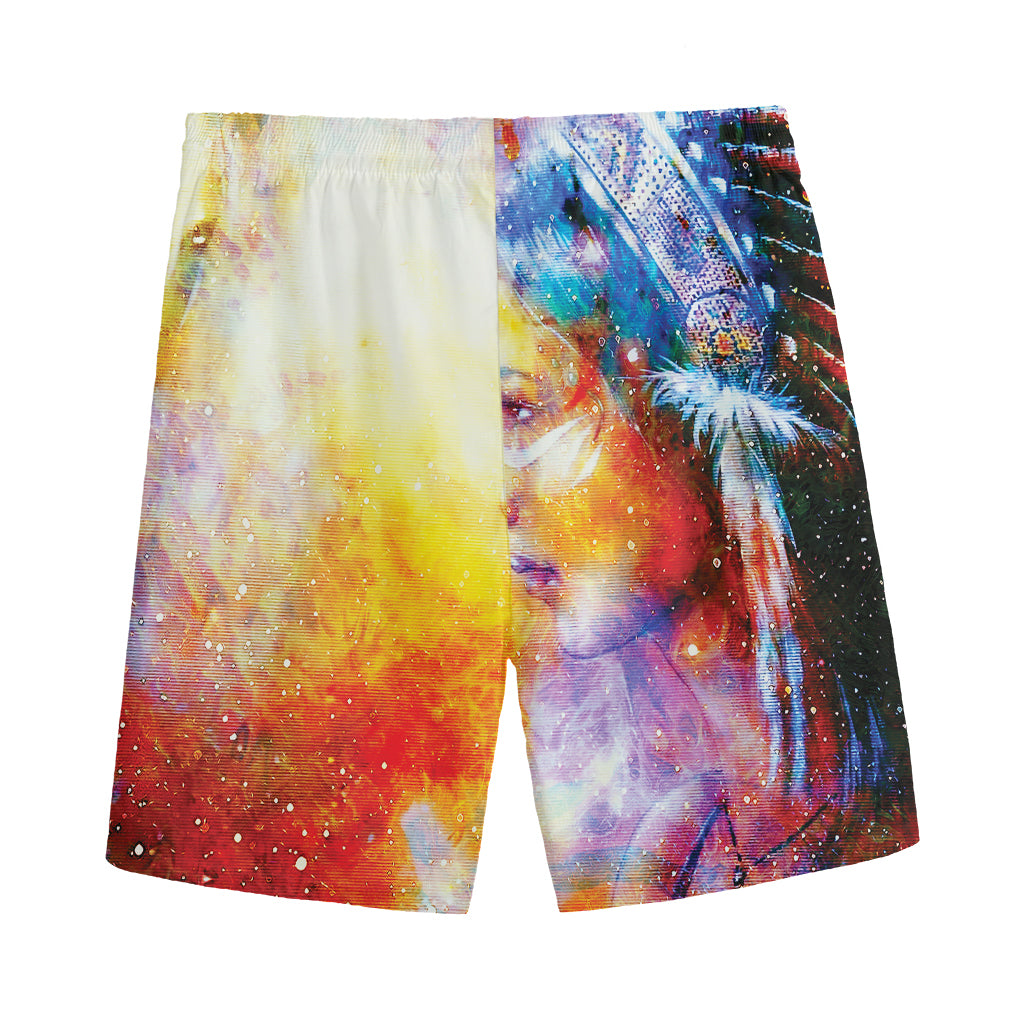 Galaxy Native Indian Woman Print Men's Sports Shorts