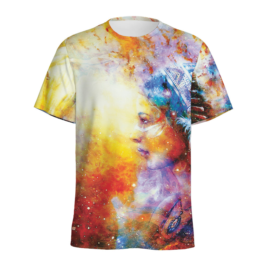 Galaxy Native Indian Woman Print Men's Sports T-Shirt