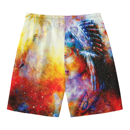 Galaxy Native Indian Woman Print Men's Swim Trunks