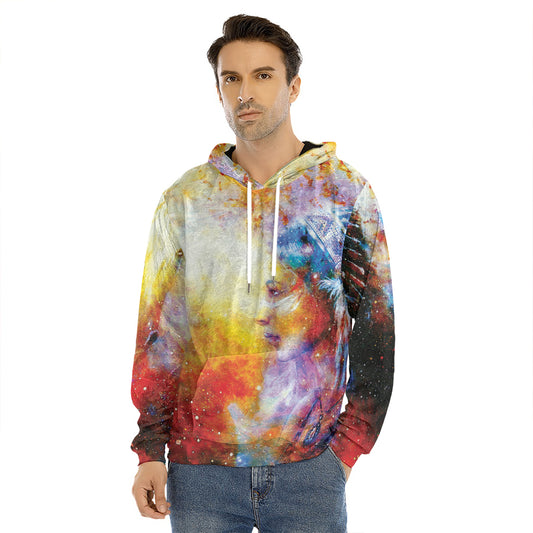 Galaxy Native Indian Woman Print Men's Velvet Pullover Hoodie