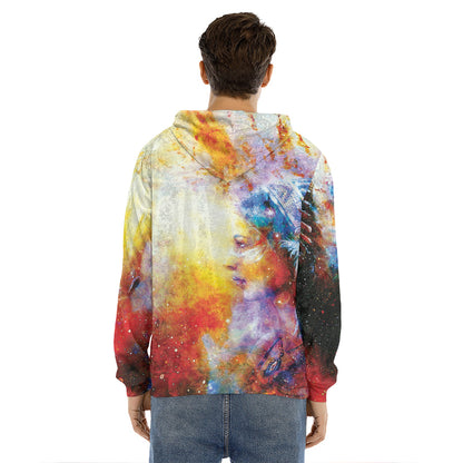 Galaxy Native Indian Woman Print Men's Velvet Pullover Hoodie