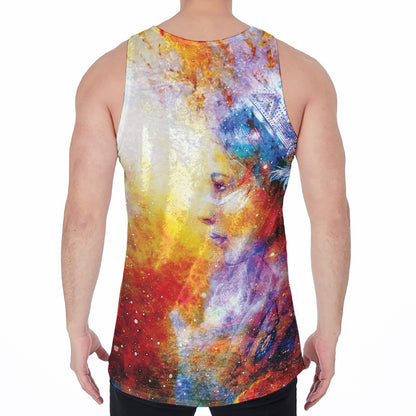 Galaxy Native Indian Woman Print Men's Velvet Tank Top