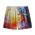Galaxy Native Indian Woman Print Mesh Shorts