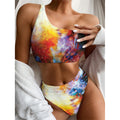 Galaxy Native Indian Woman Print One Shoulder Bikini Set