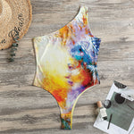 Galaxy Native Indian Woman Print One Shoulder Bodysuit