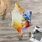Galaxy Native Indian Woman Print One Shoulder Bodysuit