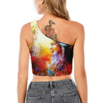 Galaxy Native Indian Woman Print One Shoulder Crop Top