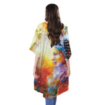Galaxy Native Indian Woman Print Open Front Beach Cover Up