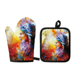Galaxy Native Indian Woman Print Oven Mitt And Pot Holder Set