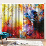 Galaxy Native Indian Woman Print Pencil Pleat Curtains
