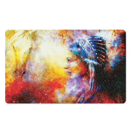 Galaxy Native Indian Woman Print Polyester Doormat