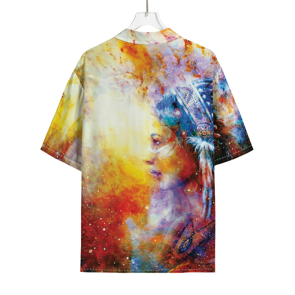 Galaxy Native Indian Woman Print Rayon Hawaiian Shirt