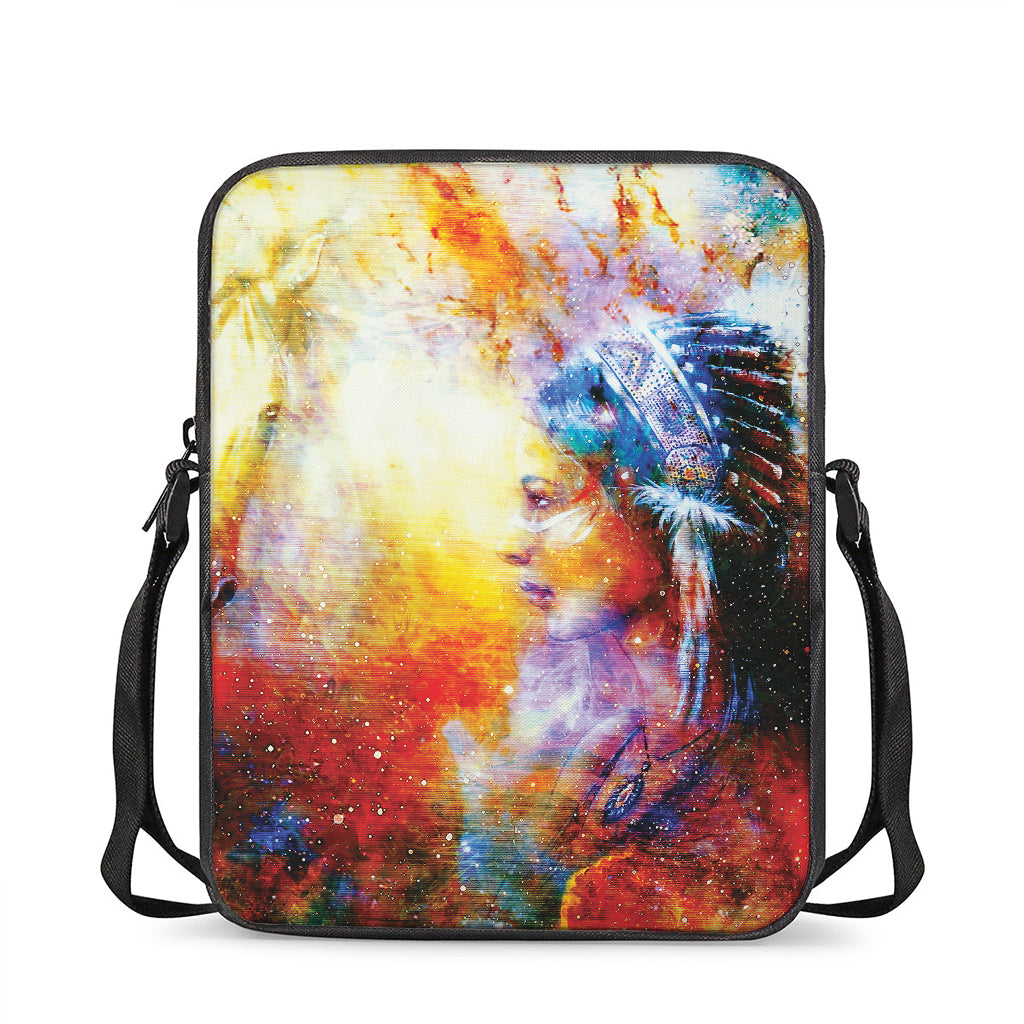 Galaxy Native Indian Woman Print Rectangular Crossbody Bag