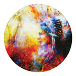 Galaxy Native Indian Woman Print Round Blanket