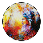 Galaxy Native Indian Woman Print Round Floor Mat