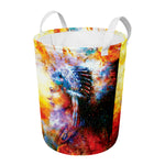 Galaxy Native Indian Woman Print Round Laundry Basket