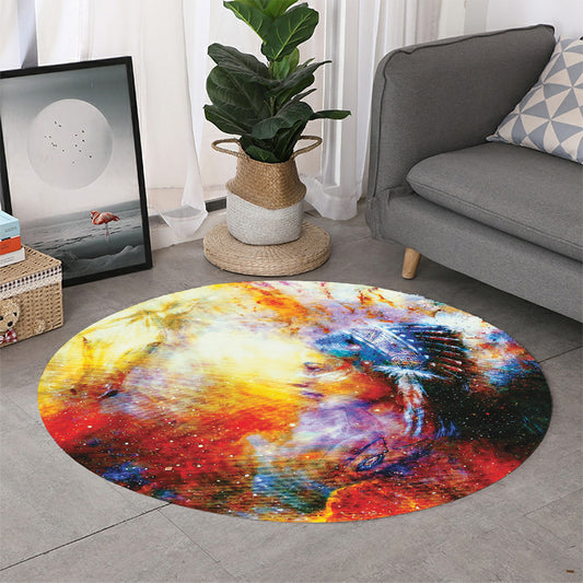 Galaxy Native Indian Woman Print Round Rug