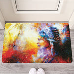 Galaxy Native Indian Woman Print Rubber Doormat