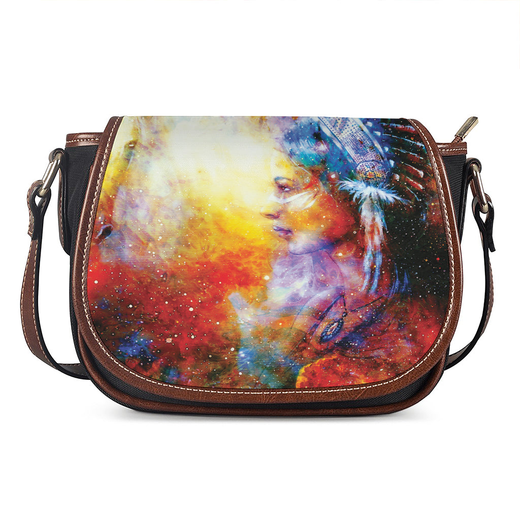 Galaxy Native Indian Woman Print Saddle Bag