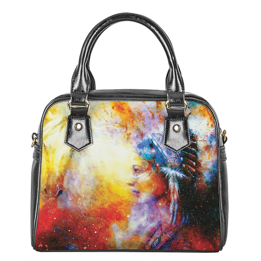 Galaxy Native Indian Woman Print Shoulder Handbag