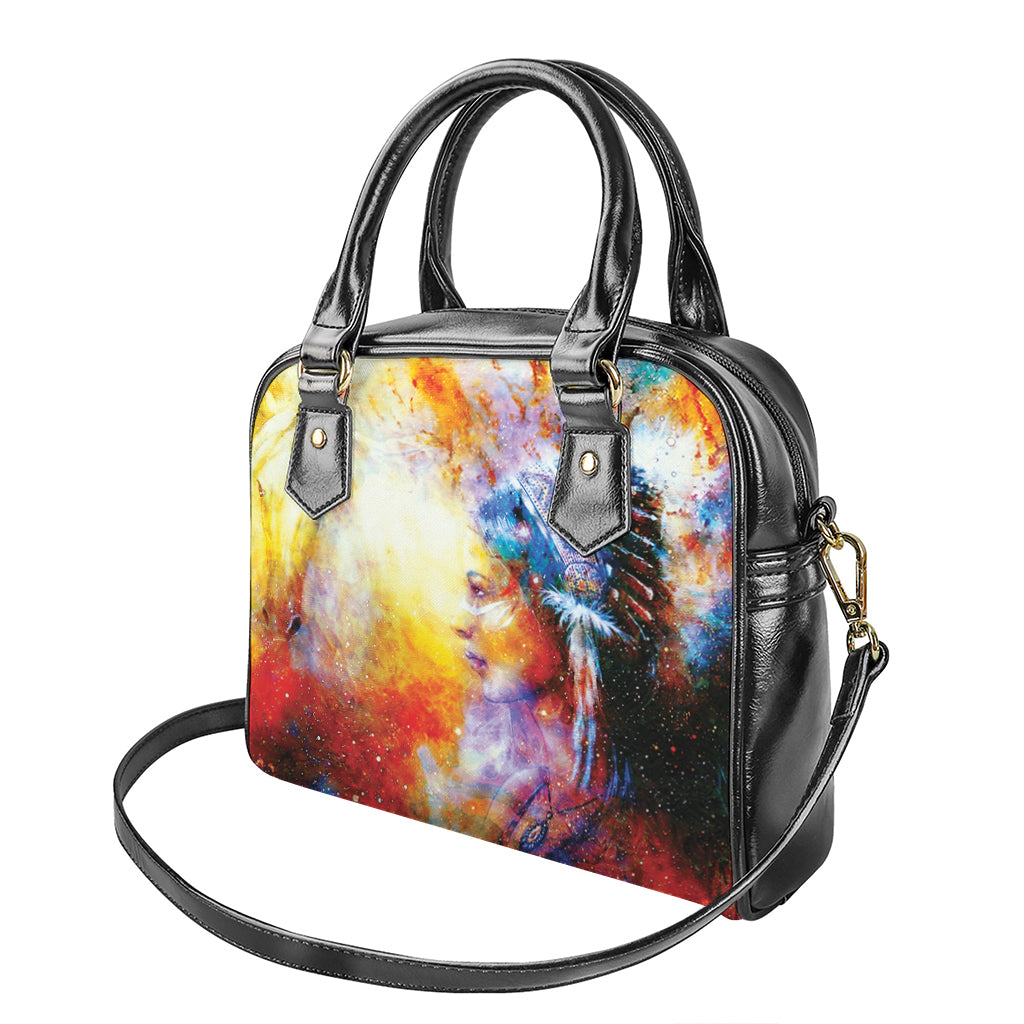 Galaxy Native Indian Woman Print Shoulder Handbag