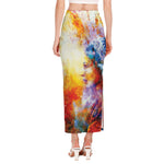 Galaxy Native Indian Woman Print Side Slit Maxi Skirt