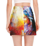 Galaxy Native Indian Woman Print Side Slit Mini Skirt