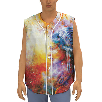 Galaxy Native Indian Woman Print Sleeveless Baseball Jersey