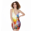 Galaxy Native Indian Woman Print Sleeveless Bodycon Dress