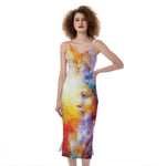 Galaxy Native Indian Woman Print Slim Fit Midi Cami Dress