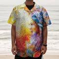 Galaxy Native Indian Woman Print Textured Short Sleeve Shirt