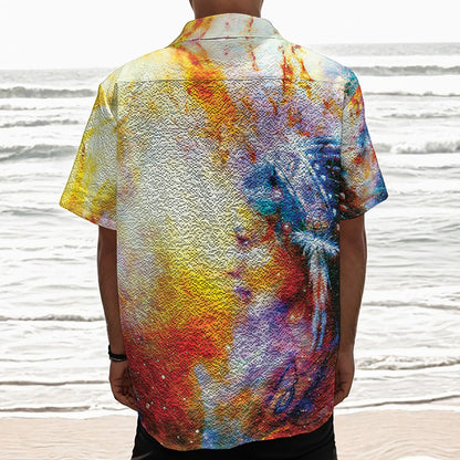 Galaxy Native Indian Woman Print Textured Short Sleeve Shirt