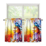 Galaxy Native Indian Woman Print Tier Curtains