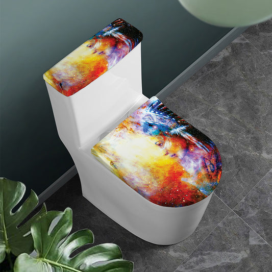 Galaxy Native Indian Woman Print Toilet Lid And Tank Cover Set
