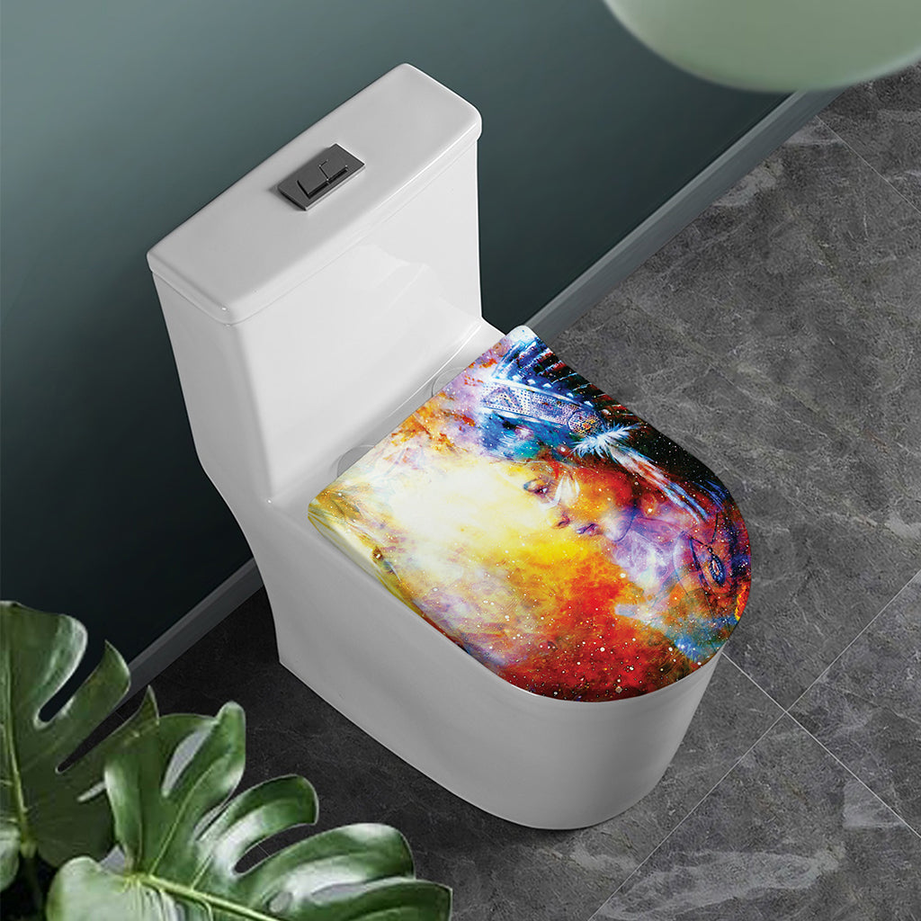 Galaxy Native Indian Woman Print Toilet Lid Cover